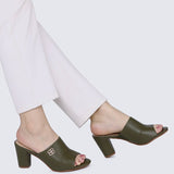 Sara Comfy Heels In OliveHeels - myballerine