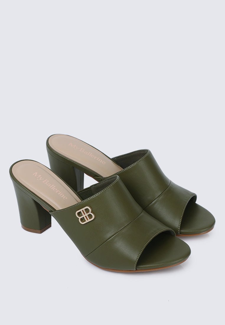 Sara Comfy Heels In OliveHeels - myballerine