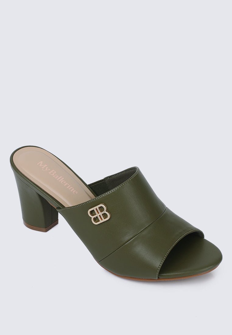 Sara Comfy Heels In OliveHeels - myballerine