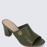 Sara Comfy Heels In OliveHeels - myballerine