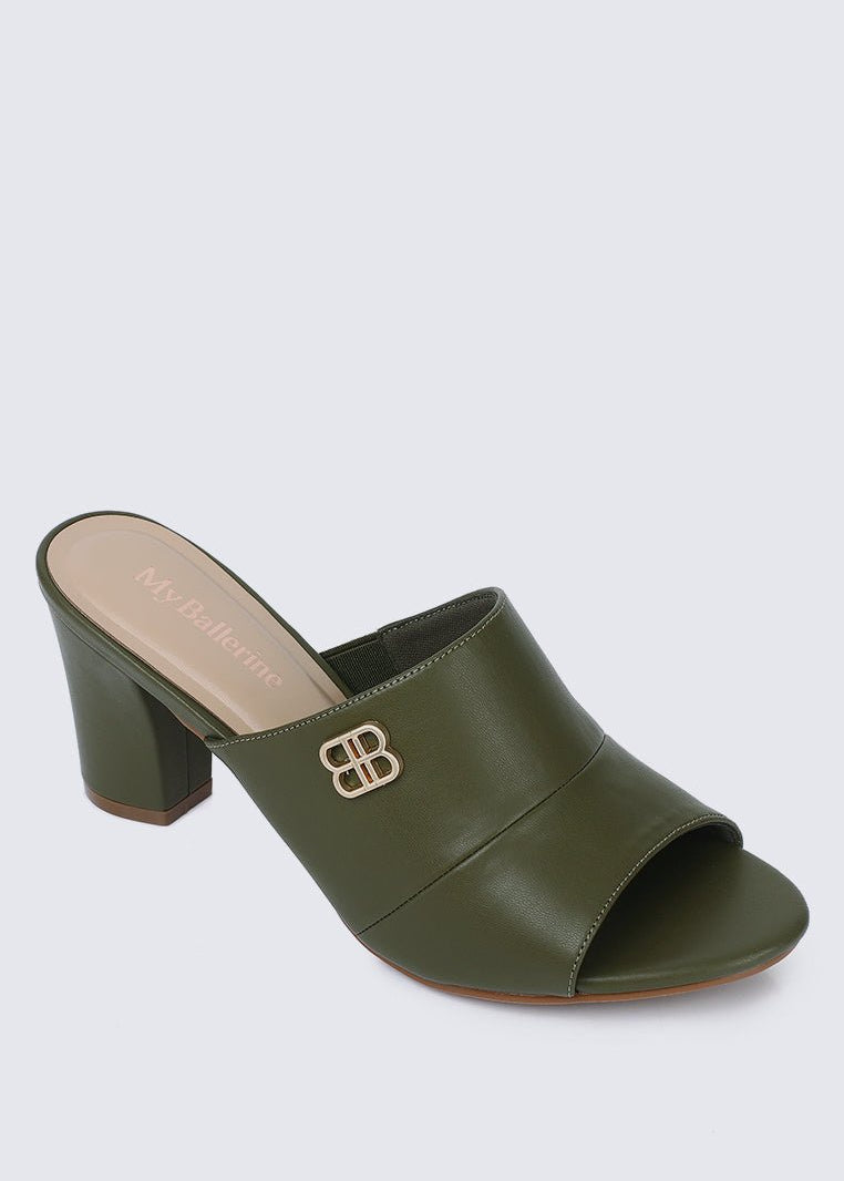 Sara Comfy Heels In OliveShoes - myballerine