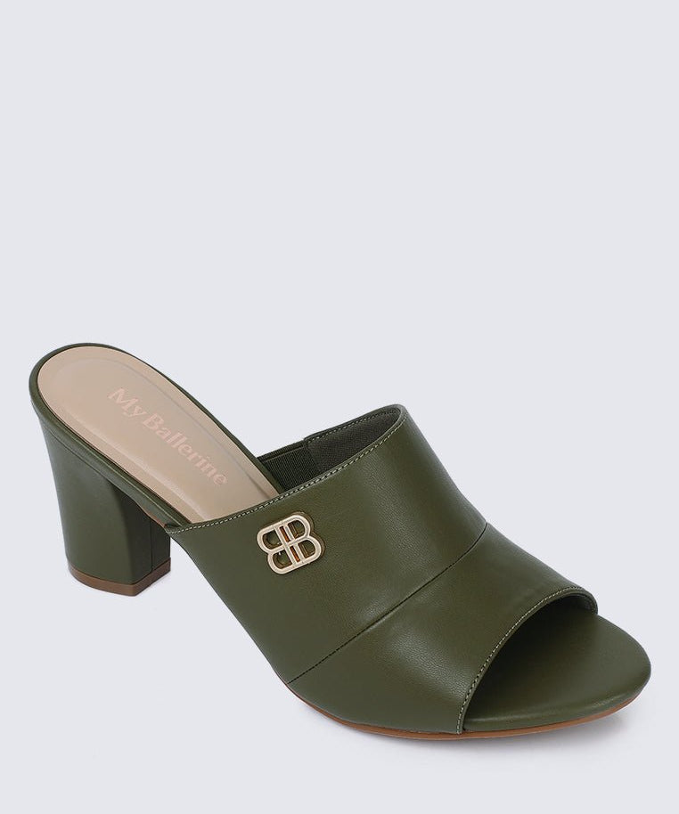 Sara Comfy Heels In OliveShoes - myballerine