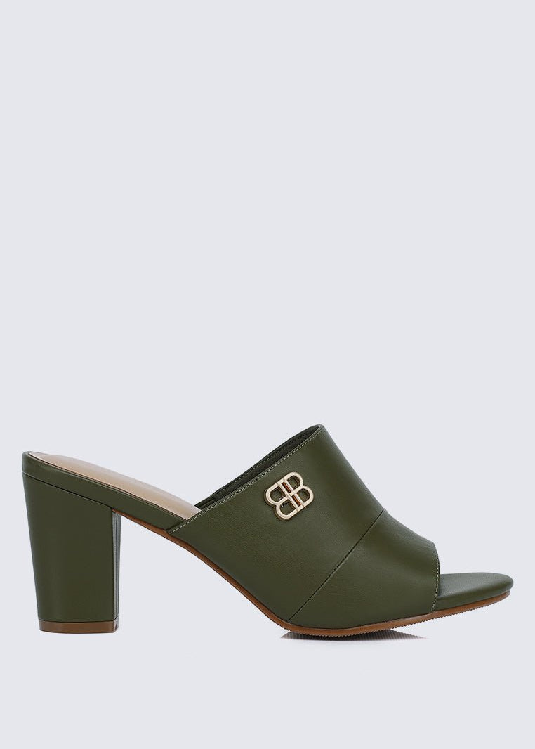 Sara Comfy Heels In OliveShoes - myballerine