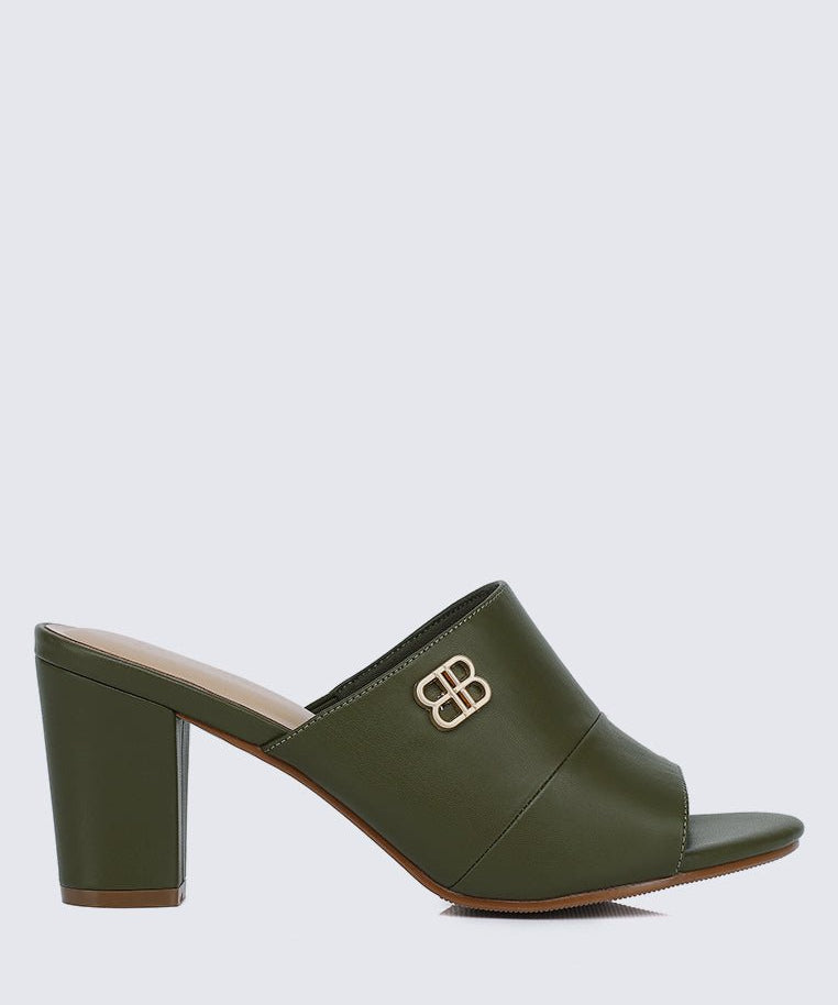 Sara Comfy Heels In OliveShoes - myballerine