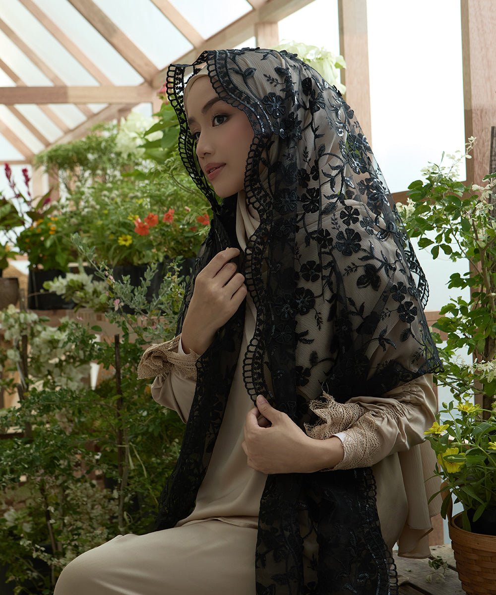 Senja Selendang Premium Scarves In BlackSelendang - myballerine