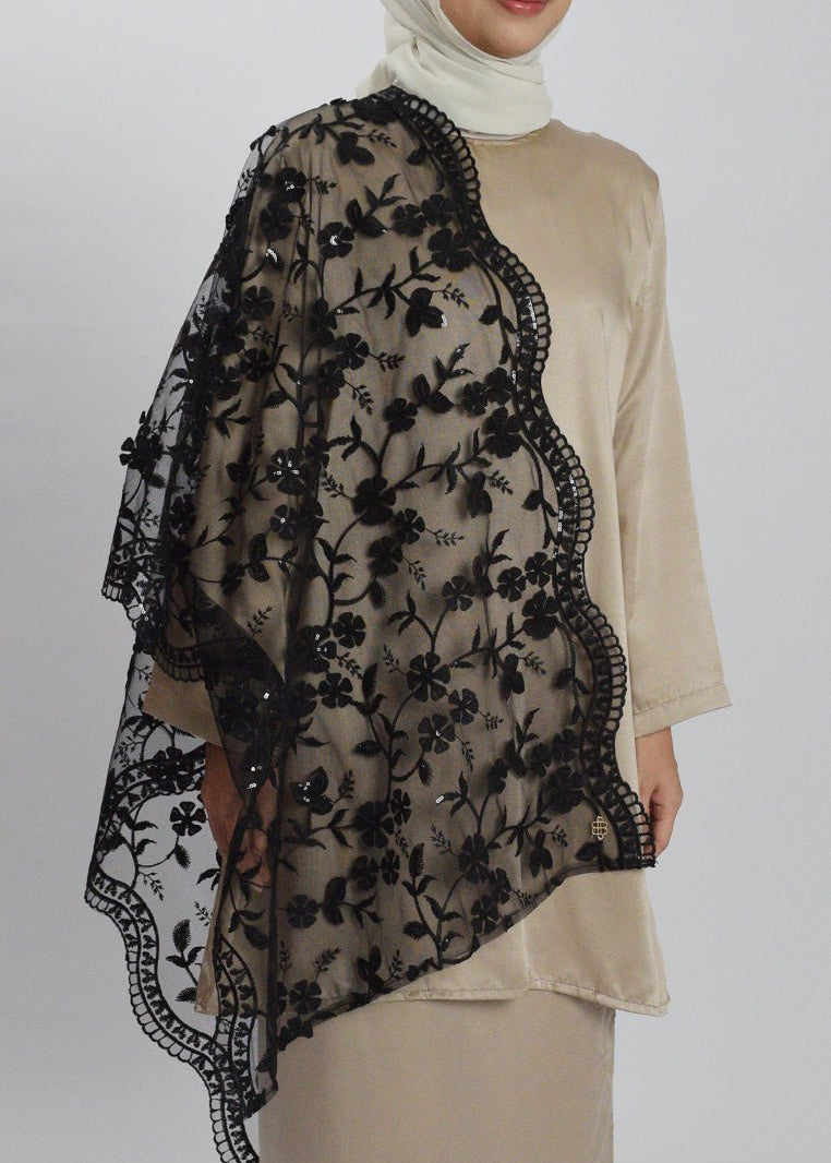 Senja Selendang Premium Scarves In BlackSelendang - myballerine