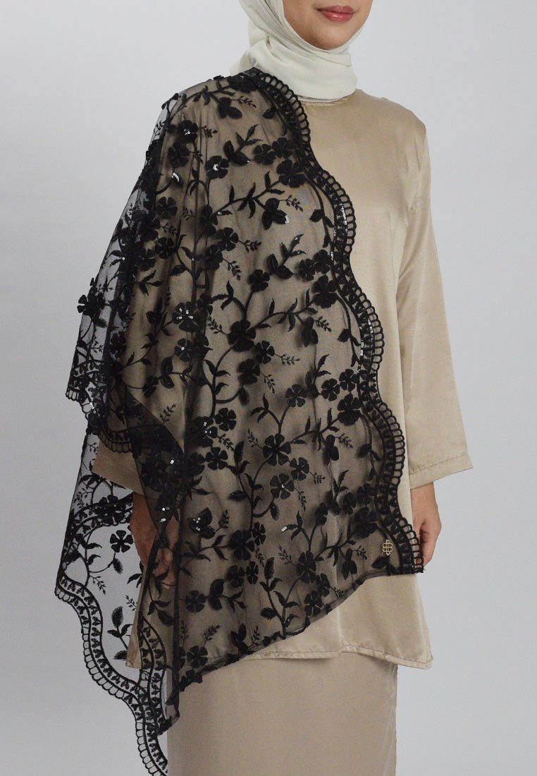 Senja Selendang Premium Scarves In BlackSelendang - myballerine