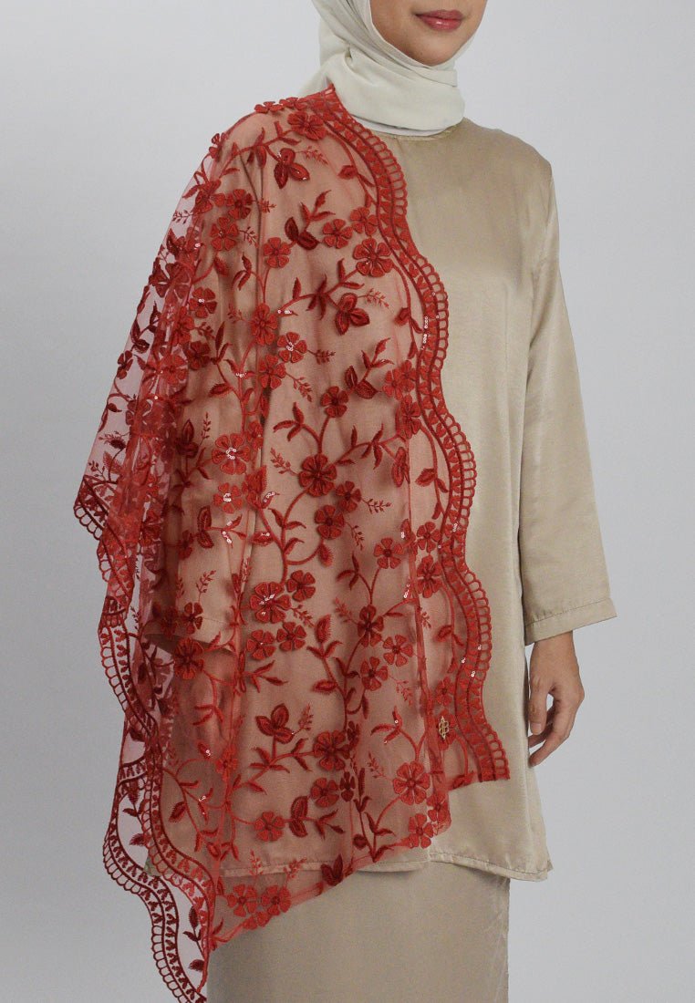 Senja Selendang Premium Scarves In MaroonSelendang - myballerine