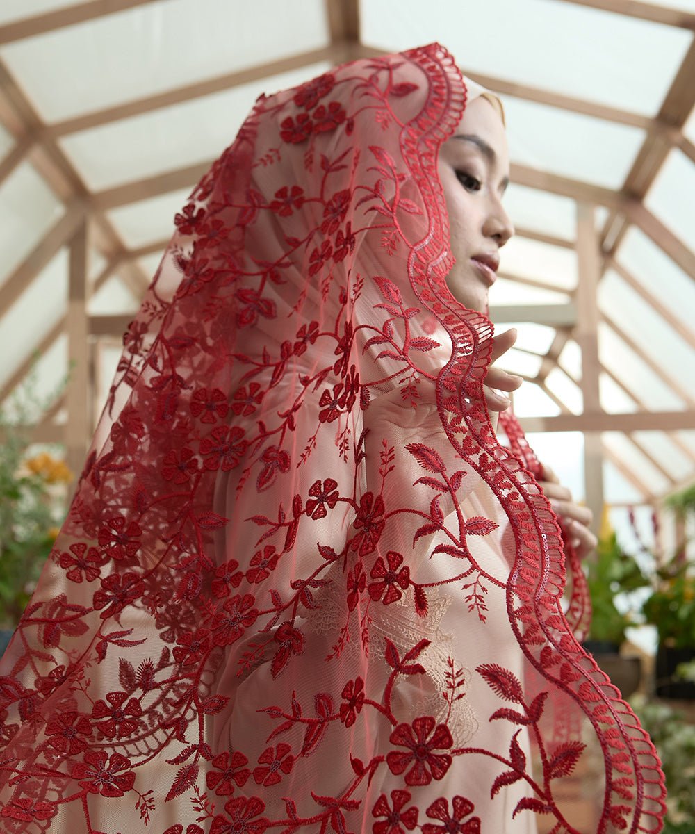 Senja Selendang Premium Scarves In Maroon Selendang - myballerine