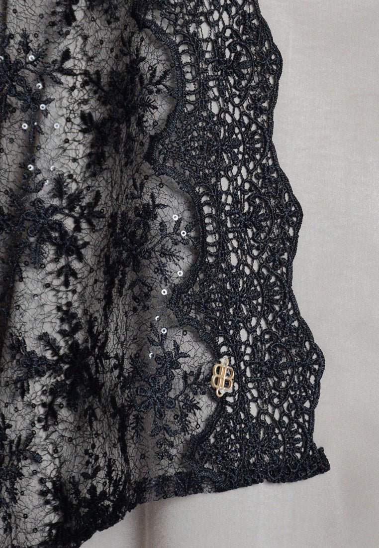 Sinaran Selendang Premium Scarves In BlackSelendang - myballerine