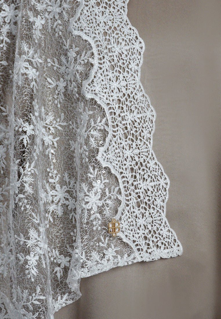 Sinaran Selendang Premium Scarves In WhiteSelendang - myballerine