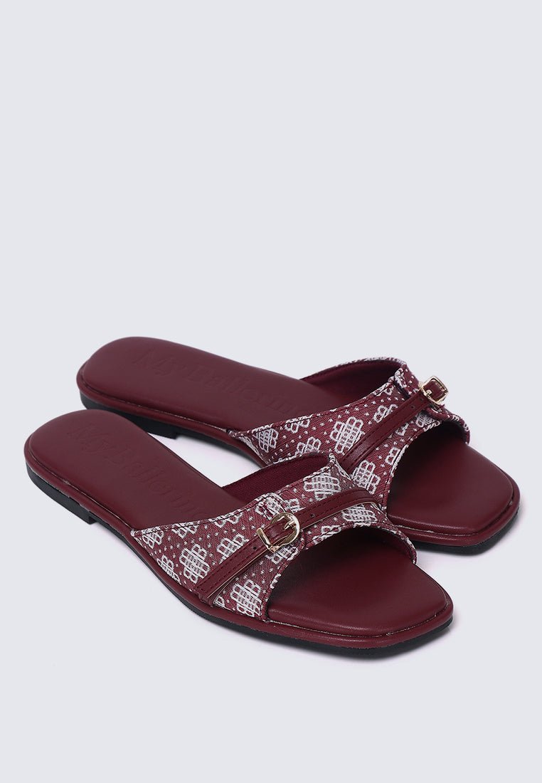 Syira Comfy Sandals In MaroonSandals - myballerine