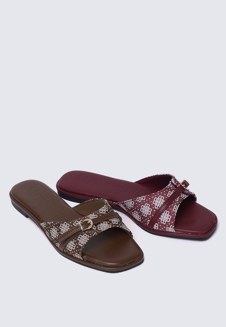 Syira Comfy Sandals In MaroonSandals - myballerine