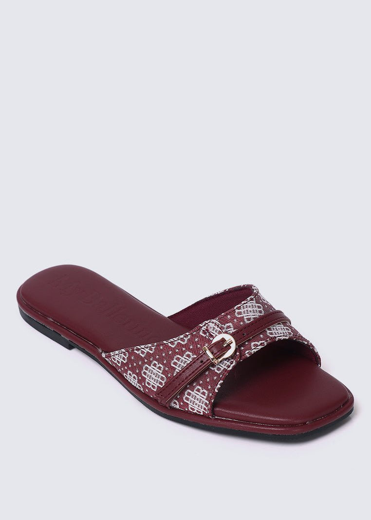 Syira Comfy Sandals In MaroonSandals - myballerine