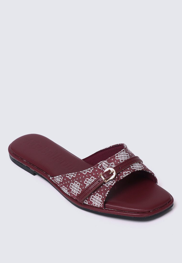 Syira Comfy Sandals In MaroonSandals - myballerine