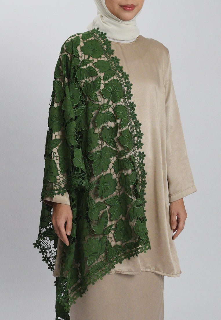 Teratai Selendang Premium Scarves In GreenSelendang - myballerine