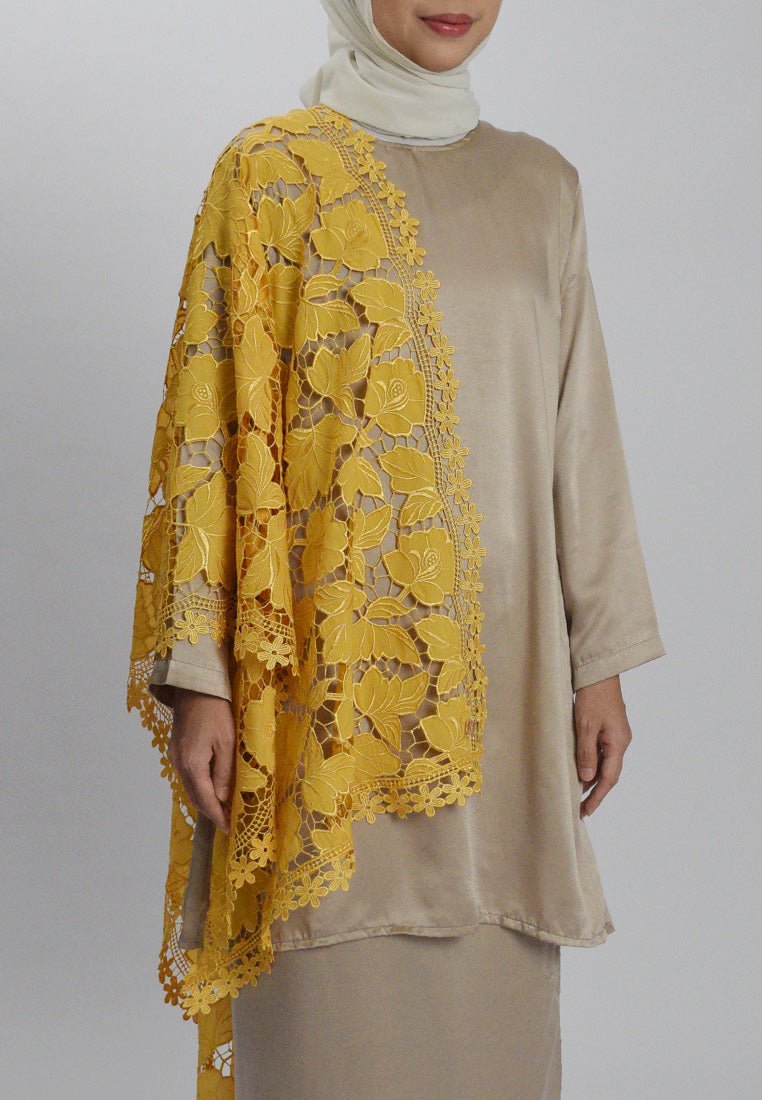 Teratai Selendang Premium Scarves In YellowSelendang - myballerine