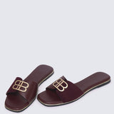 Toffee Comfy Sandals In BurgundySandals - myballerine
