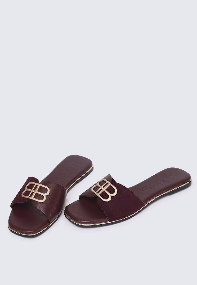 Toffee Comfy Sandals In BurgundySandals - myballerine