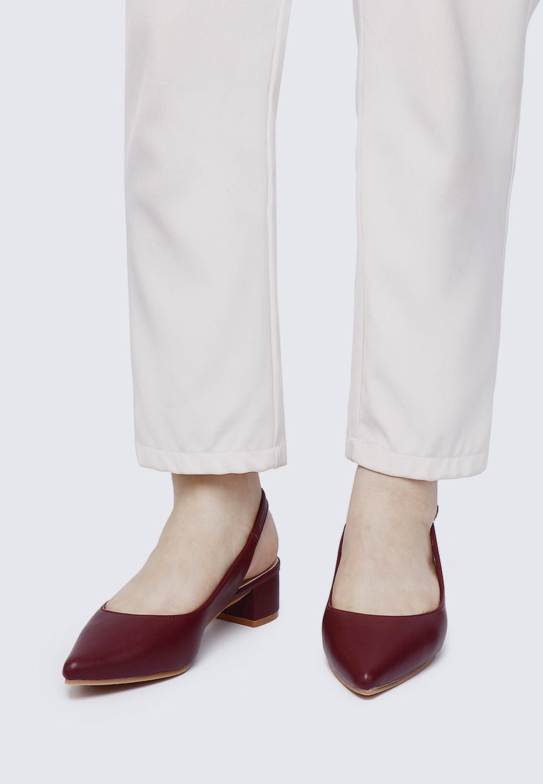 Valerie Comfy Heels In MaroonHeels - myballerine