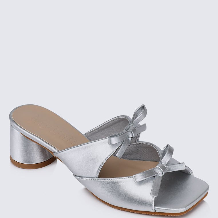 Venus Comfy Heels In SilverShoes - myballerine