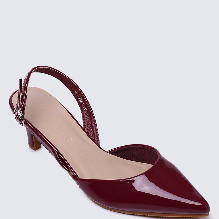 Vicky Comfy Heels In BurgundyShoes - myballerine