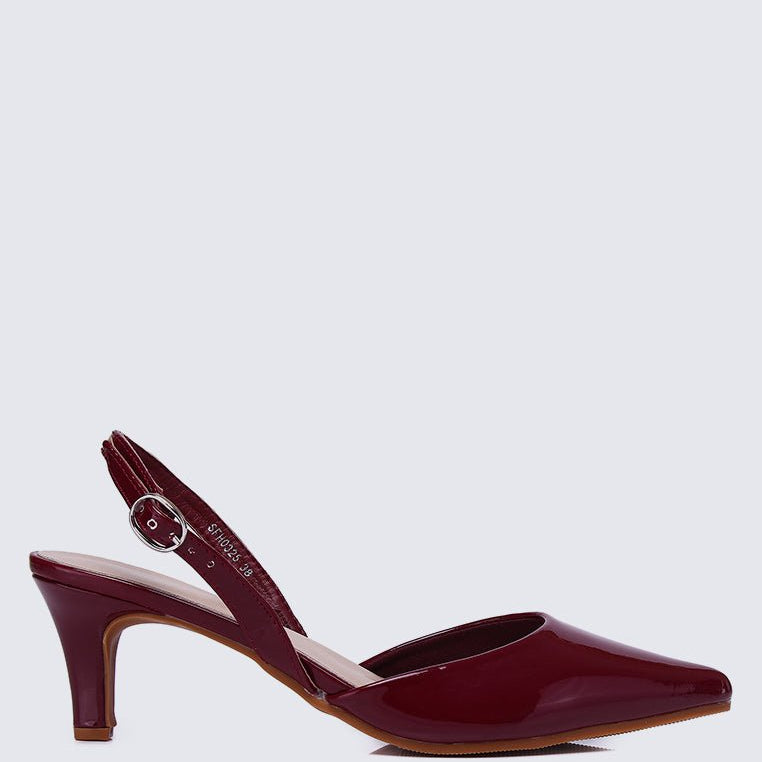 Vicky Comfy Heels In BurgundyShoes - myballerine