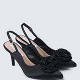 Whispers Of Petals Comfy Heels In BlackHeels - myballerine