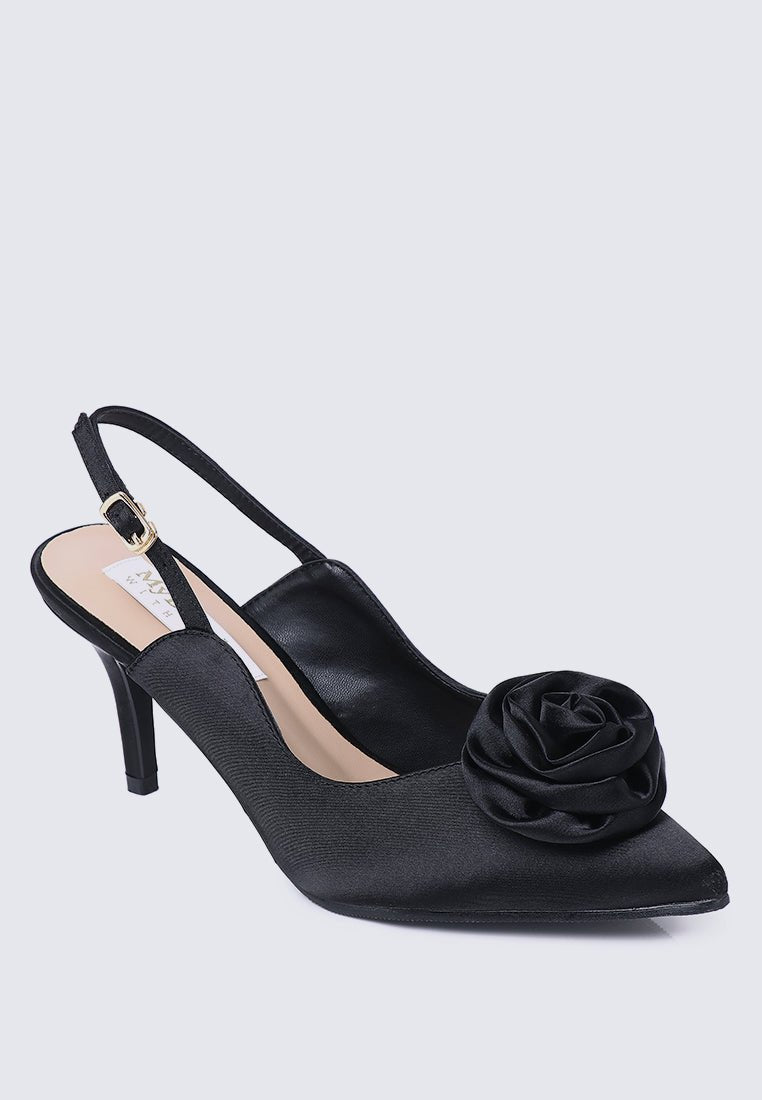 Whispers Of Petals Comfy Heels In BlackShoes - myballerine