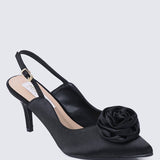 Whispers Of Petals Comfy Heels In BlackShoes - myballerine