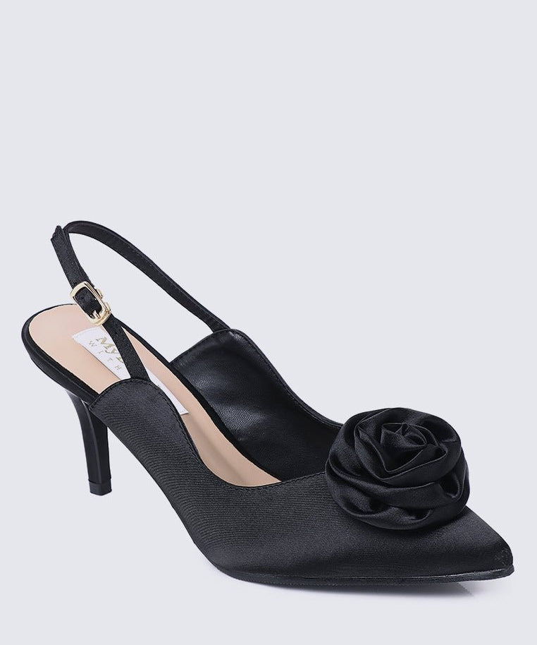 Whispers Of Petals Comfy Heels In BlackShoes - myballerine