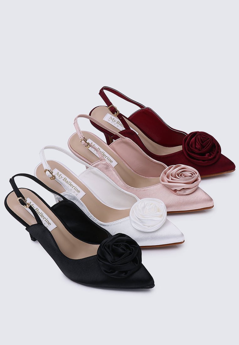 Whispers Of Petals Comfy Heels In BlackShoes - myballerine