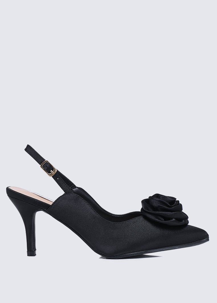 Whispers Of Petals Comfy Heels In BlackShoes - myballerine
