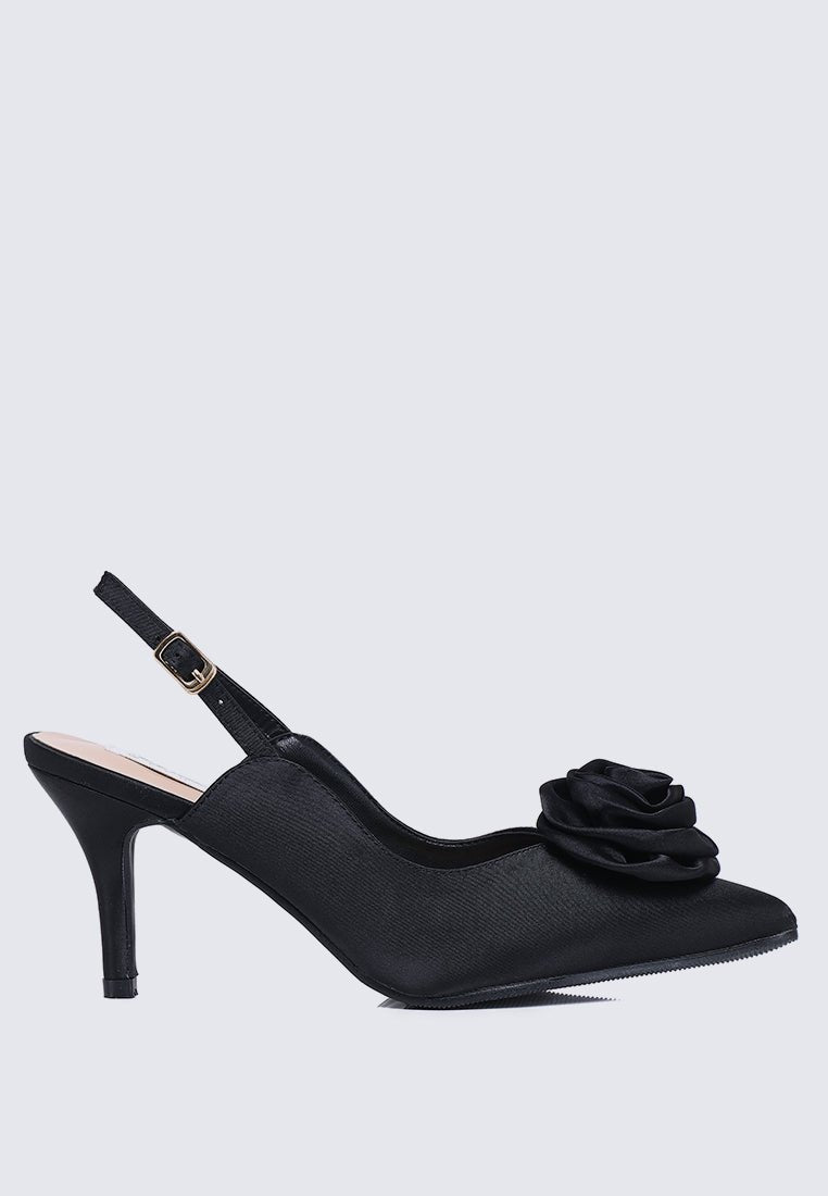 Whispers Of Petals Comfy Heels In BlackShoes - myballerine
