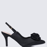 Whispers Of Petals Comfy Heels In BlackShoes - myballerine