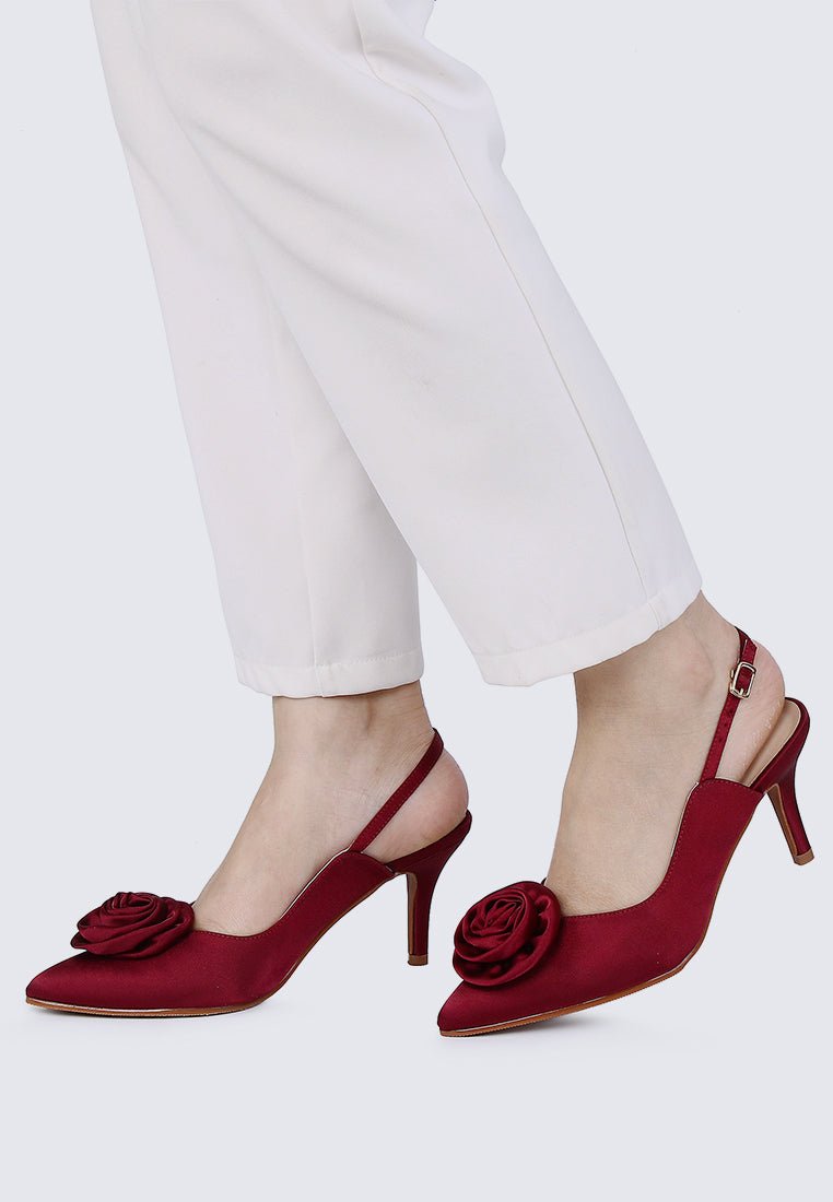 Whispers Of Petals Comfy Heels In MaroonHeels - myballerine
