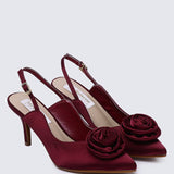 Whispers Of Petals Comfy Heels In MaroonHeels - myballerine