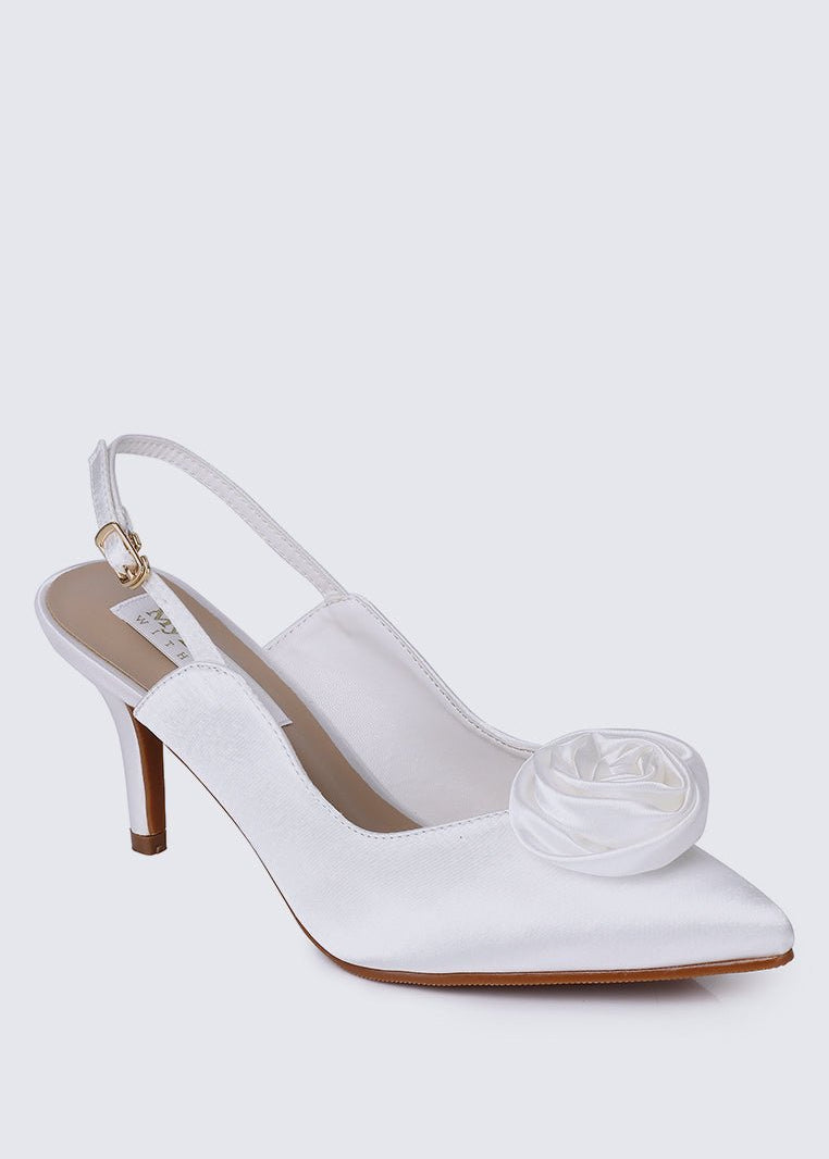 Whispers Of Petals Comfy Heels In WhiteShoes - myballerine