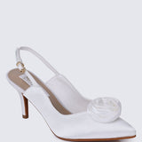 Whispers Of Petals Comfy Heels In WhiteShoes - myballerine