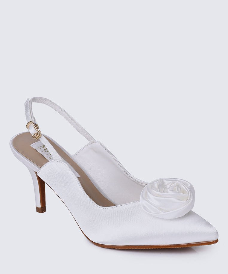 Whispers Of Petals Comfy Heels In WhiteShoes - myballerine