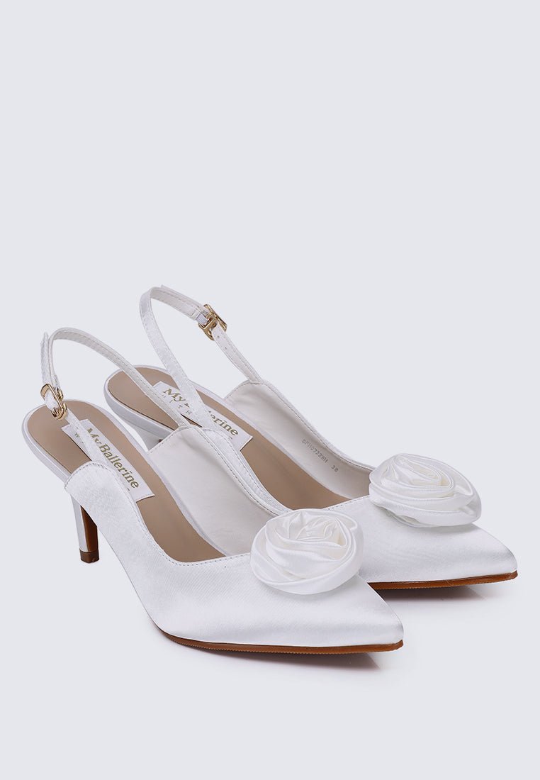 Whispers Of Petals Comfy Heels In WhiteShoes - myballerine
