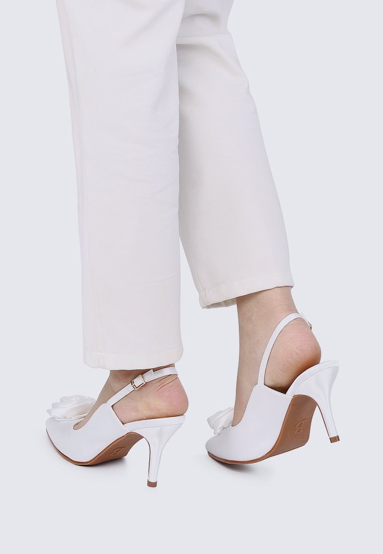 Whispers Of Petals Comfy Heels In WhiteShoes - myballerine