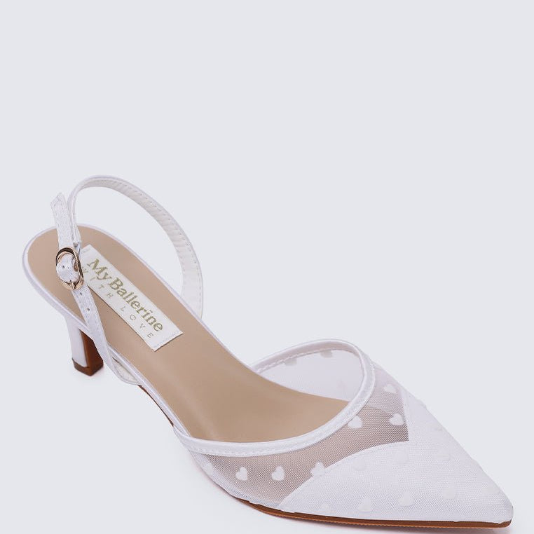 With Love Comfy Heels In White - myballerine