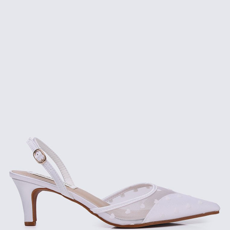 With Love Comfy Heels In White - myballerine