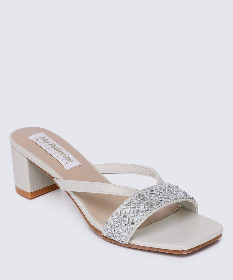 Zofi Comfy Heels In PearlShoes - myballerine