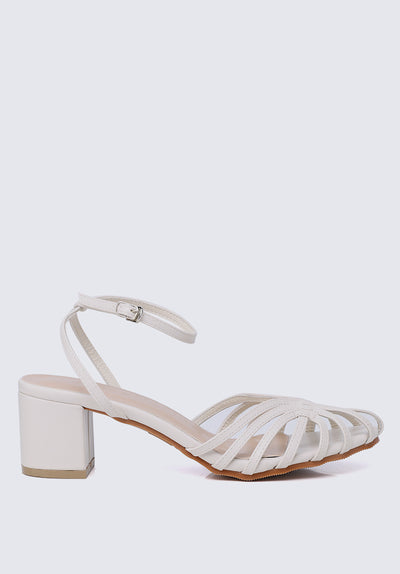 Leila Comfy Heels In Off White