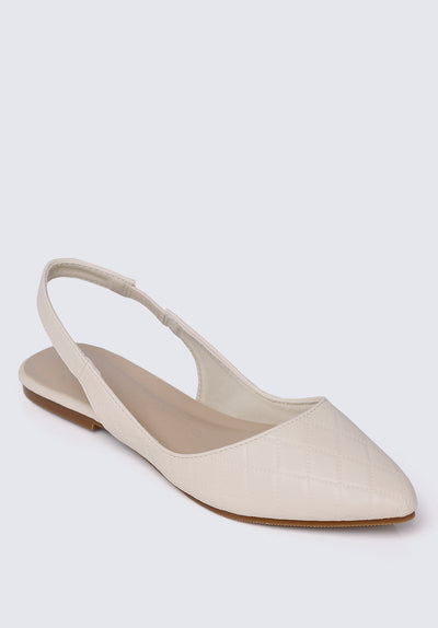 Kate Quilted Comfy Ballerina In Beige