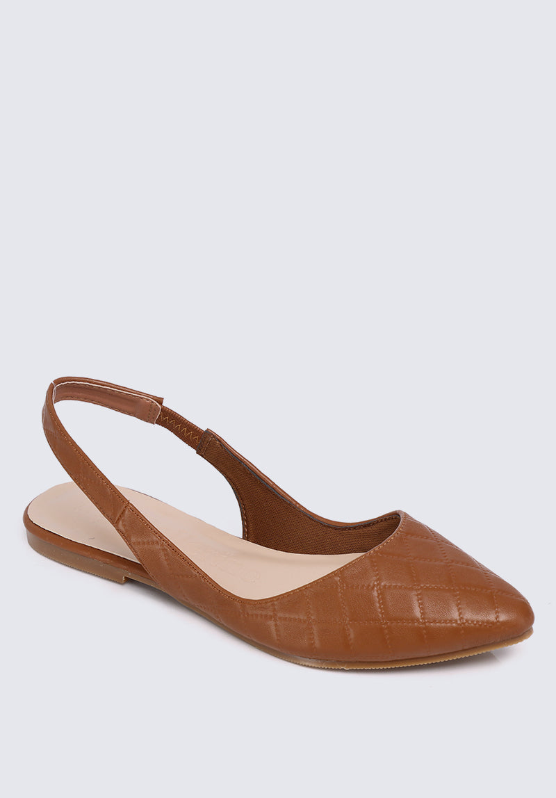 Kate Quilted Comfy Ballerina In Brown