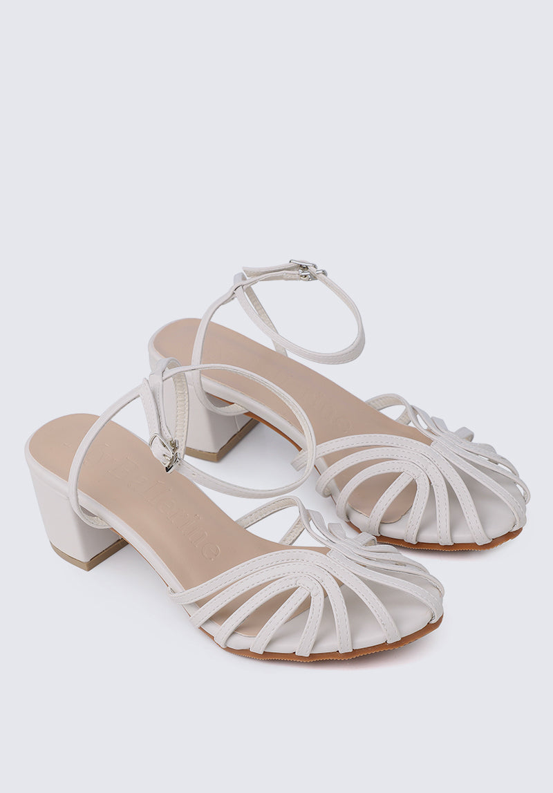 Leila Comfy Heels In Off White