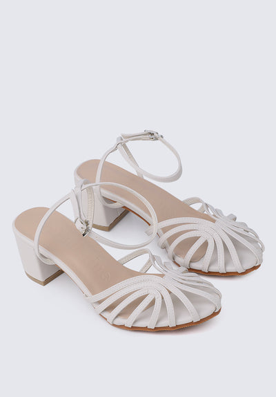 Leila Comfy Heels In Off White